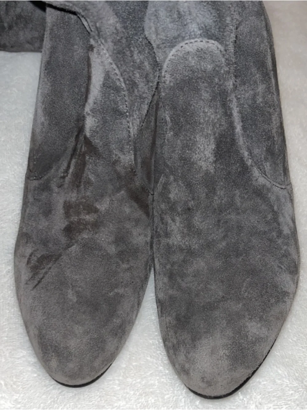 Stuart Weitzman Highland Charcoal Gray Over-the-Knee Suede Block Heeled Boots